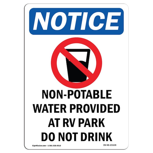 Signmission OSHA Notice Sign, 7" Height, Non-Potable Water Sign With Symbol, 7" X 5", Portrait OS-NS-D-57-V-15108 - main